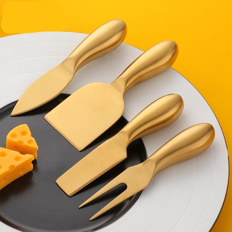 4pcst Cheese Tool Gold Cheese Slicer Cutter Knife Creative Cheese Graters Kitchen Tools Cake Spatula Butter Knife cheese set