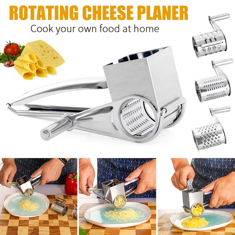 Newly Stainless Steel Cheese Grater Hand Crank Rotary Blades Vegetable Grinder Kitchen TE889