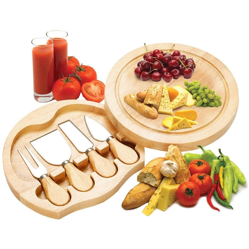 Stainless Wooden Cheese Board Wooden Cutting board Bamboo Handle Cheese Knives Board Fork Shovel Cooking Tool Kitchen Accessorie